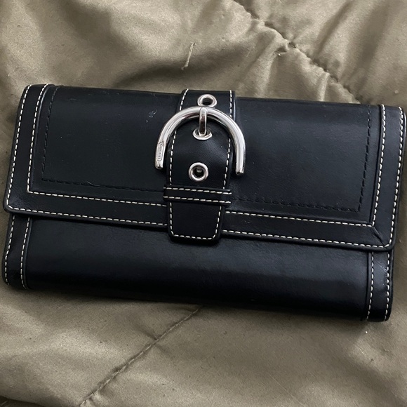 Coach Handbags - Coach Y2K Black Wallet with Silver Buckle